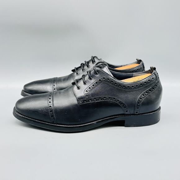 Cole Haan Shoes Mens 7 Black Leather Grand 360 Oxford Cap Toe Brogue Dress